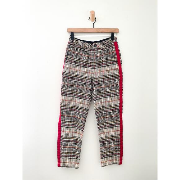 Free People Good Vibes Plaid Pants Size 0 Straight Leg Pinstripe Punk Grunge - Picture 3 of 14